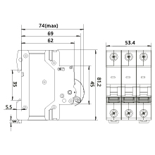 Overcurrent Circuit Breaker, 6kA, C, 3-pole, 16A OCB/C16/3P