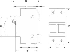 Fuse Base STI/32/2P 10x38 1000VDC
