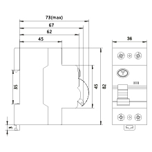 Residual Current Circuit Breaker 25A, 30mA, 2-pole type AC RCD/25A/2P