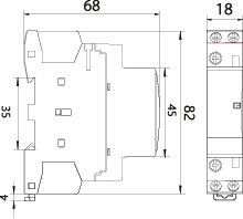 Stycznik modułowy SM25A/2NO/1P, 25A, styki 2xNO (normalnie otwarte), cewka 230V, 1-modułowy
