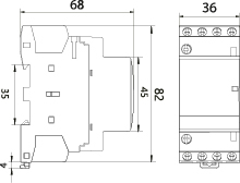 Stycznik modułowy SM25A/4NO/2P, 25A, styki 4xNO (normalnie otwarte), cewka 230V, 2-modułowy