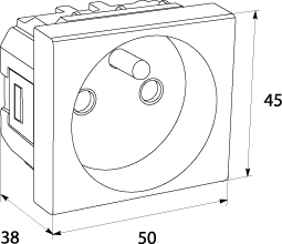Socket module AVE 45592TS, 50mm x 45mm, colour: gray, 16A, 250V~