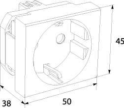 Module socket AVE 45590TS SCHUKO, 50mm x 45mm, colour: gray, 16A, 250V~
