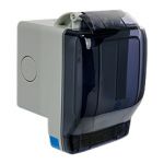 Gniazdo Hermetyczne Natynkowe AVE IP66 2P+Z SCHUKO z uchylną transparentną pokrywą, kolor szary, 16A, 250V~