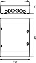Hermetic Distribution Board RH-24S, color: gray, door: transparent, IP65, 500VAC, 1000VDC